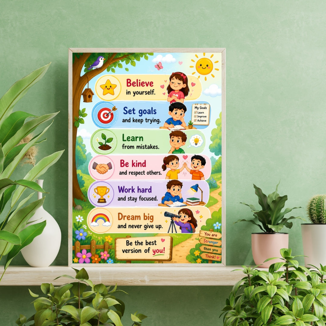 Kids Motivational Wall Art Framed Poster