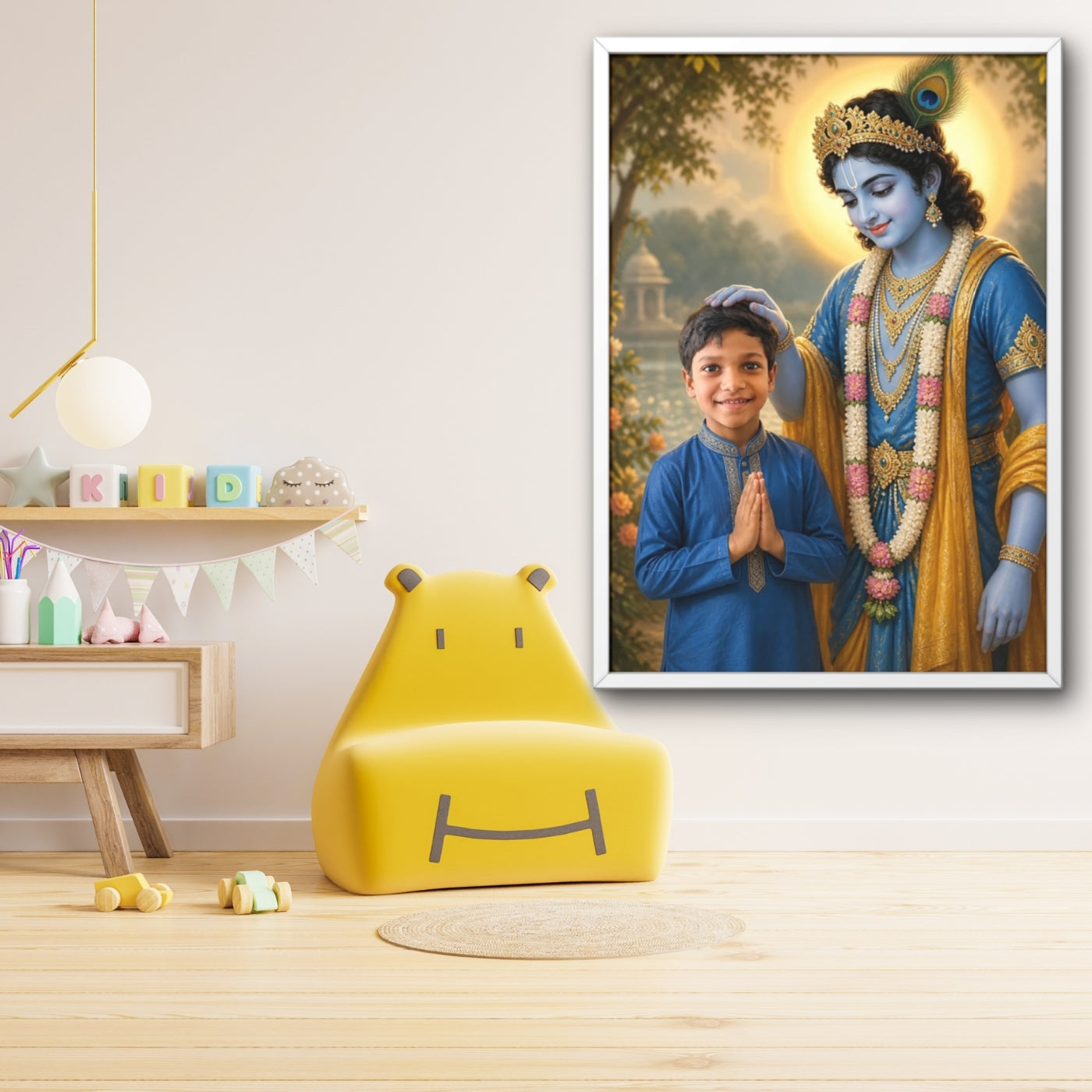 Personalized Krishna Blessing Framed Wall Art