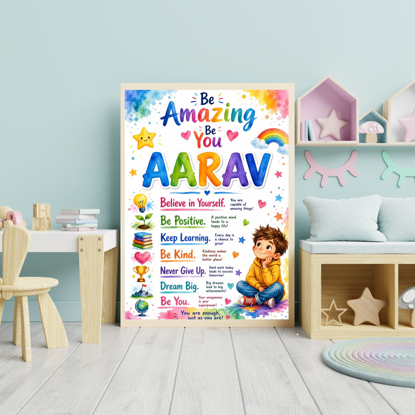 Kids Personalized Motivational Name Wall Art