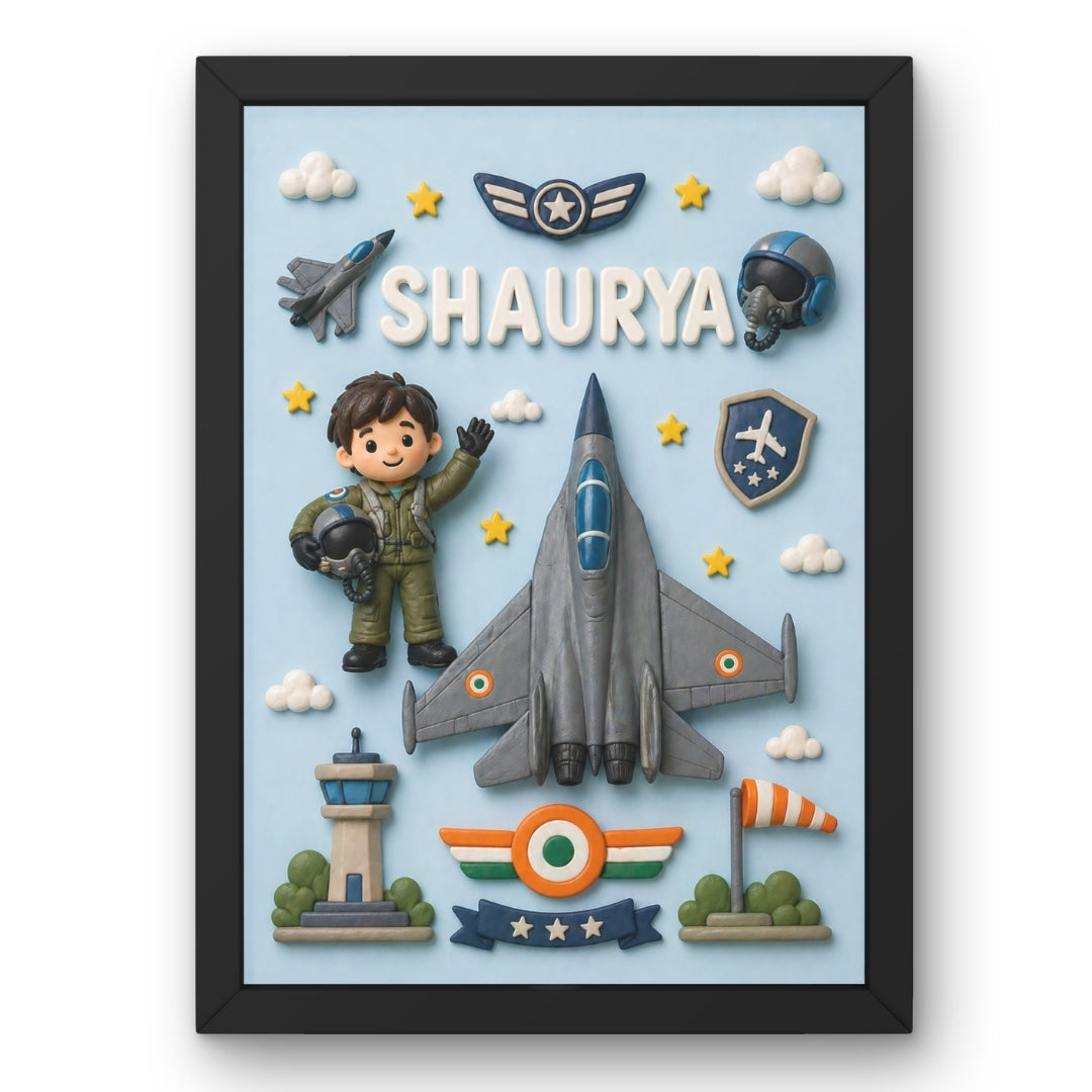 Personalized fighter pilot Kids Name Frame – Premium Wall  decor