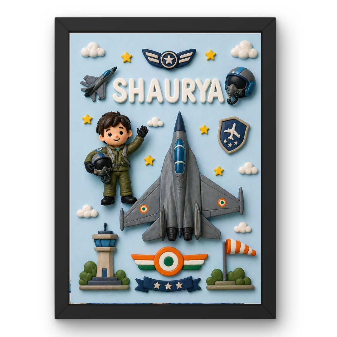 Personalized fighter pilot Kids Name Frame – Premium Wall  decor