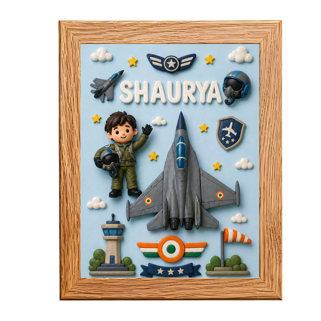 Personalized fighter pilot Kids Name Frame – Premium Wall  decor