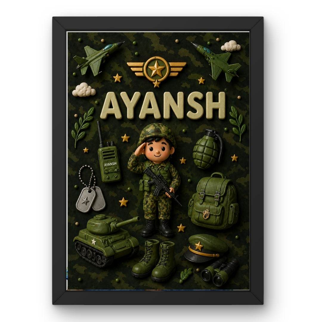 Personalized Army Man Theme Kids Name Frame