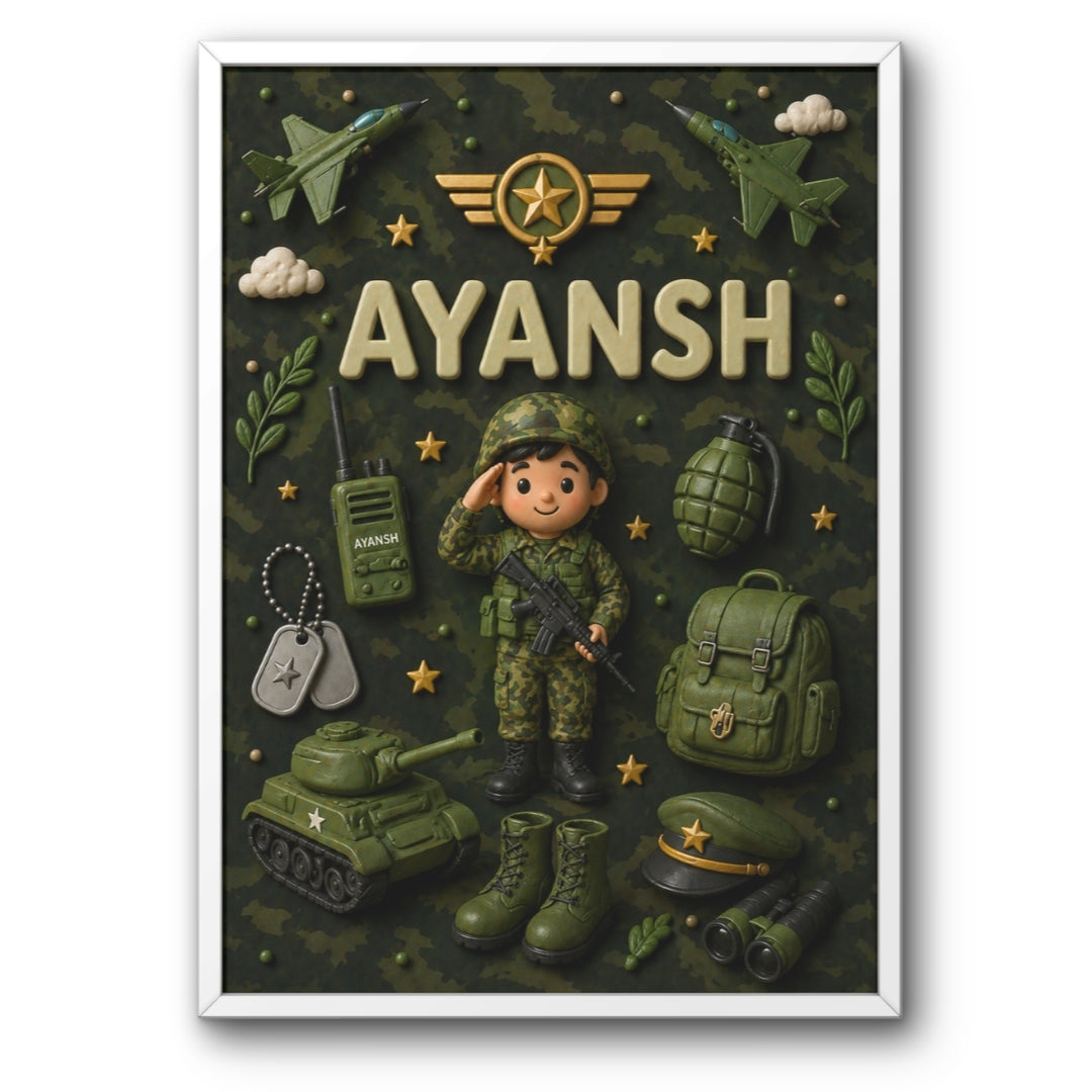 Personalized Army Man Theme Kids Name Frame