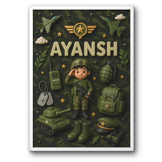 Personalized Army Man Theme Kids Name Frame
