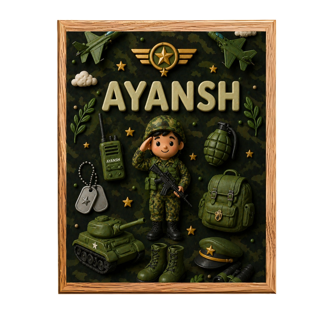 Personalized Army Man Theme Kids Name Frame