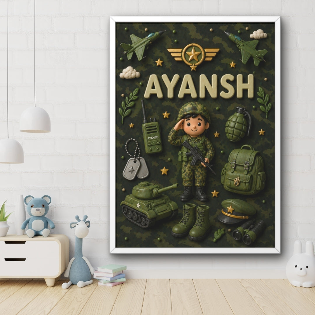Personalized Army Man Theme Kids Name Frame