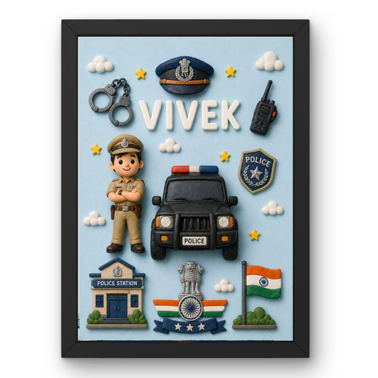 Personalized Police Theme Kids Name Frame