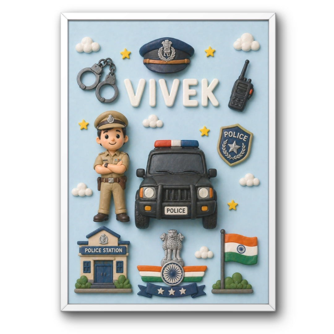 Personalized Police Theme Kids Name Frame