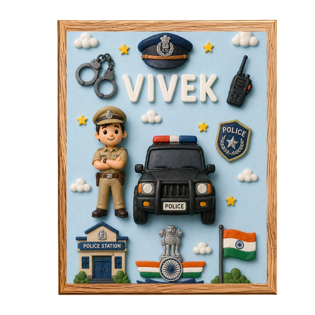 Personalized Police Theme Kids Name Frame