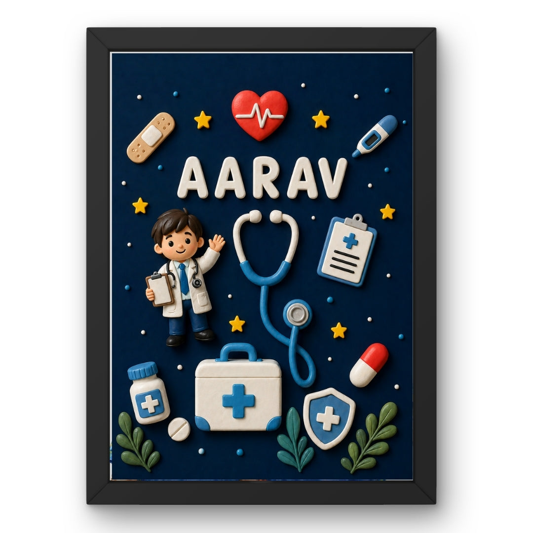 Personalized Doctor Theme Kids Name Framed