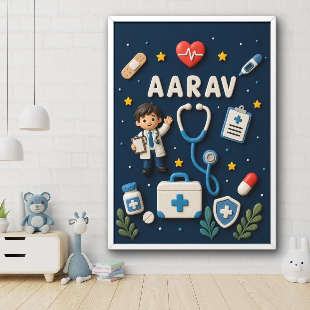 Personalized Doctor Theme Kids Name Framed