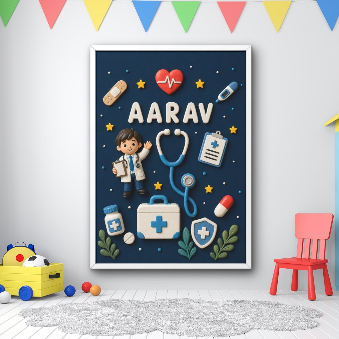 Personalized Doctor Theme Kids Name Framed