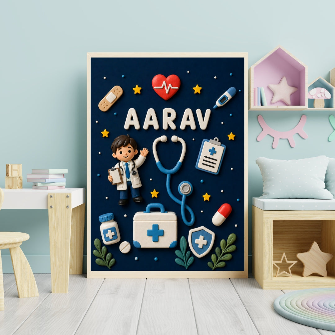 Personalized Doctor Theme Kids Name Framed