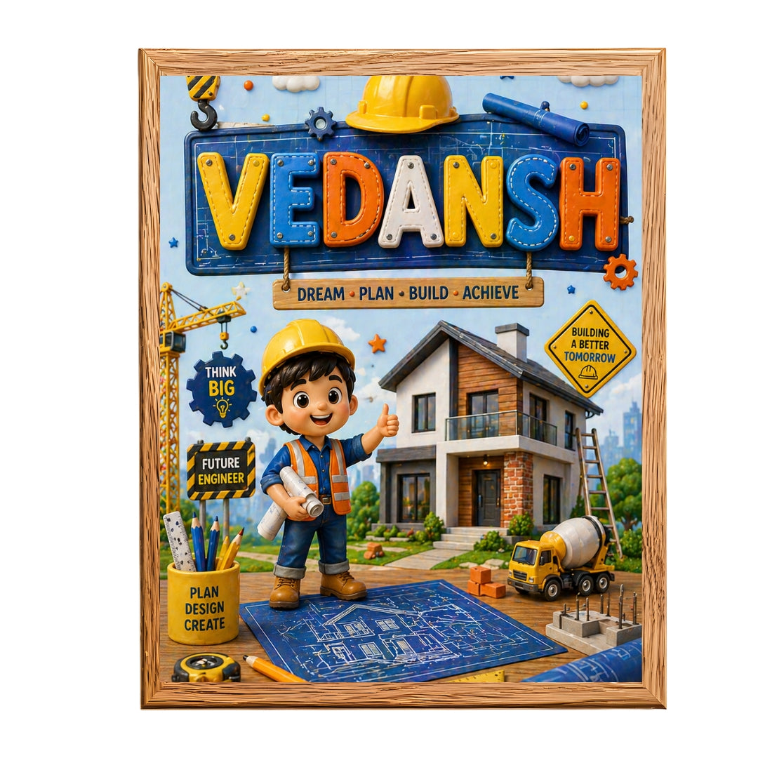 Personalized Civil Engineer Theme Kids Name Frame