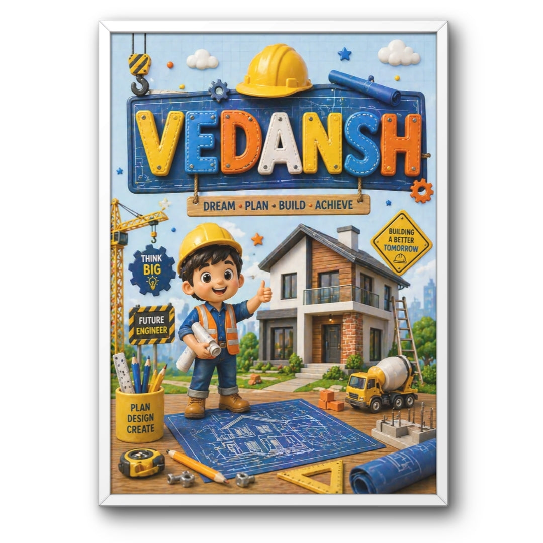 Personalized Civil Engineer Theme Kids Name Frame