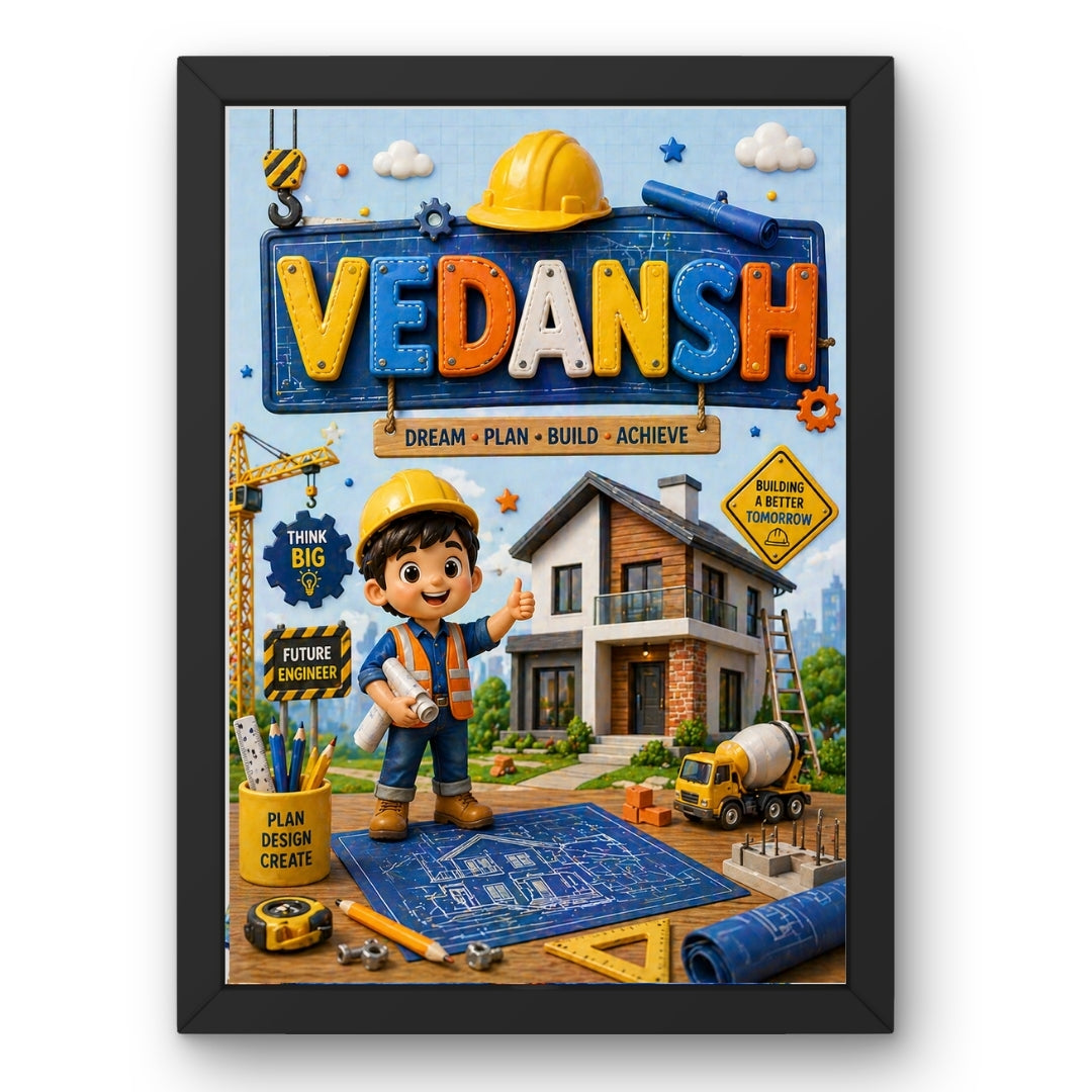 Personalized Civil Engineer Theme Kids Name Frame
