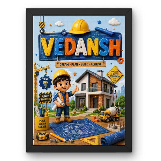 Personalized Civil Engineer Theme Kids Name Frame