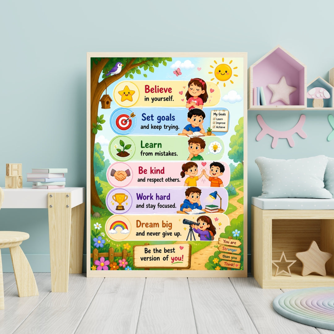 Kids Motivational Wall Art Framed Poster