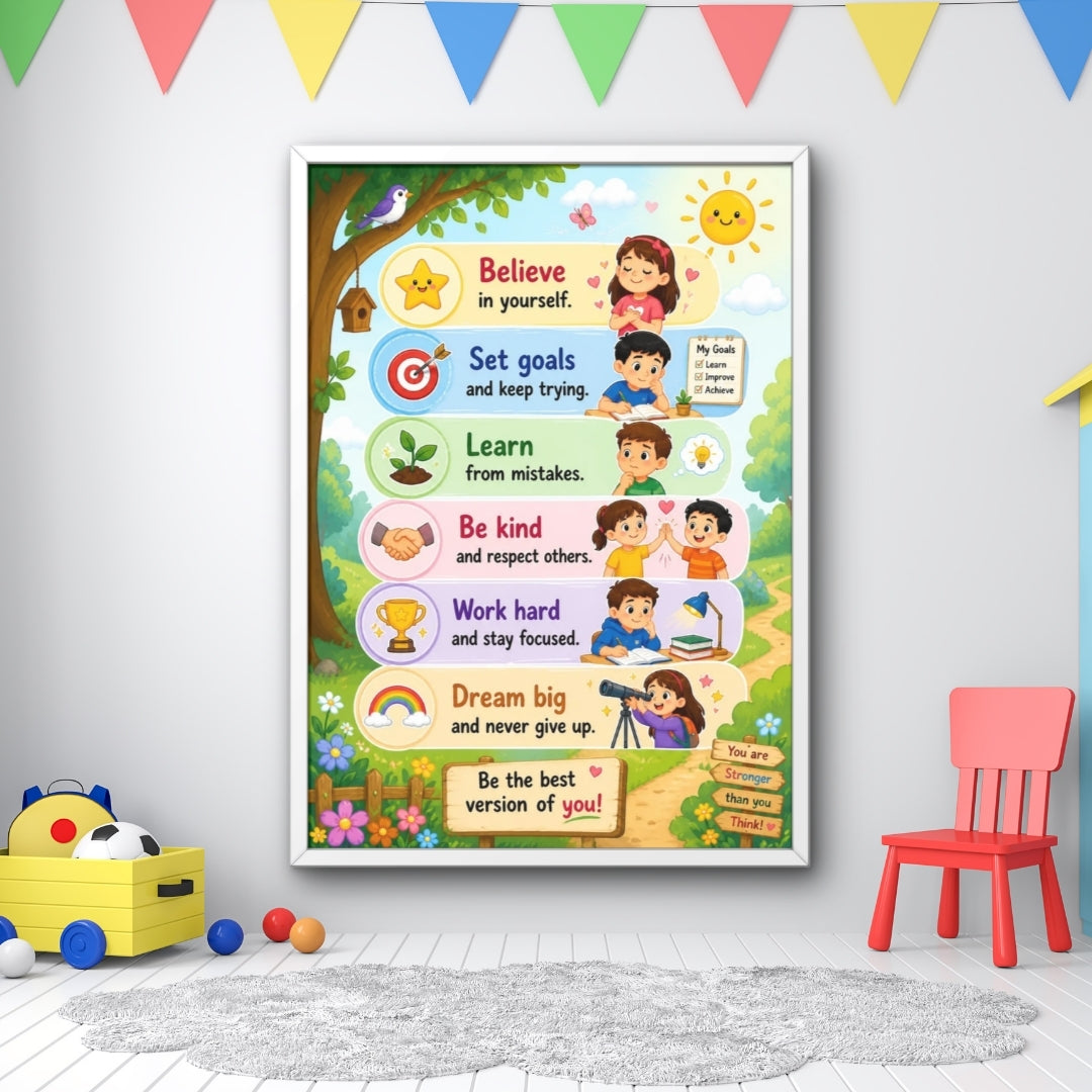 Kids Motivational Wall Art Framed Poster