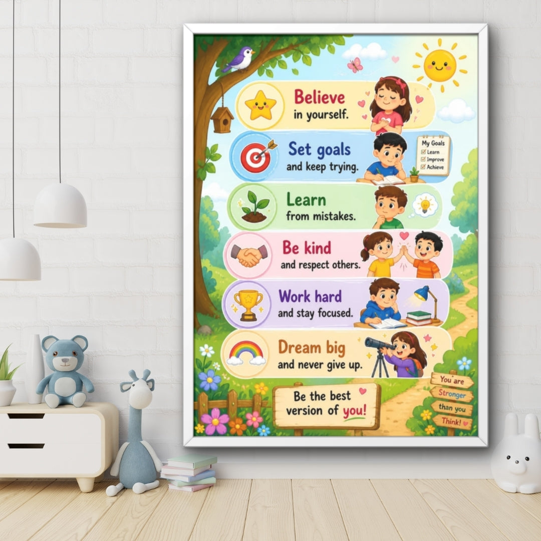 Kids Motivational Wall Art Framed Poster