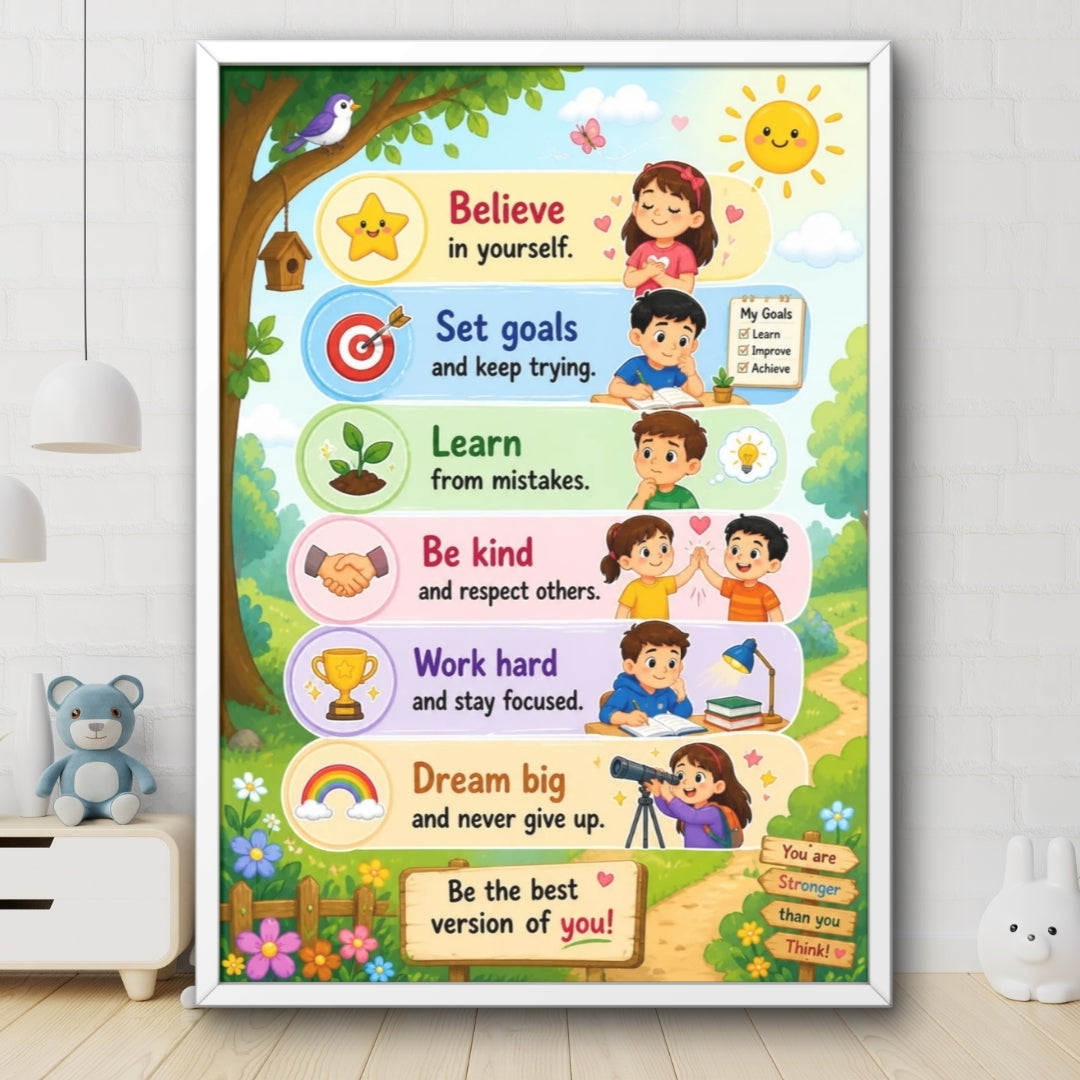 Kids Motivational Wall Art Framed Poster