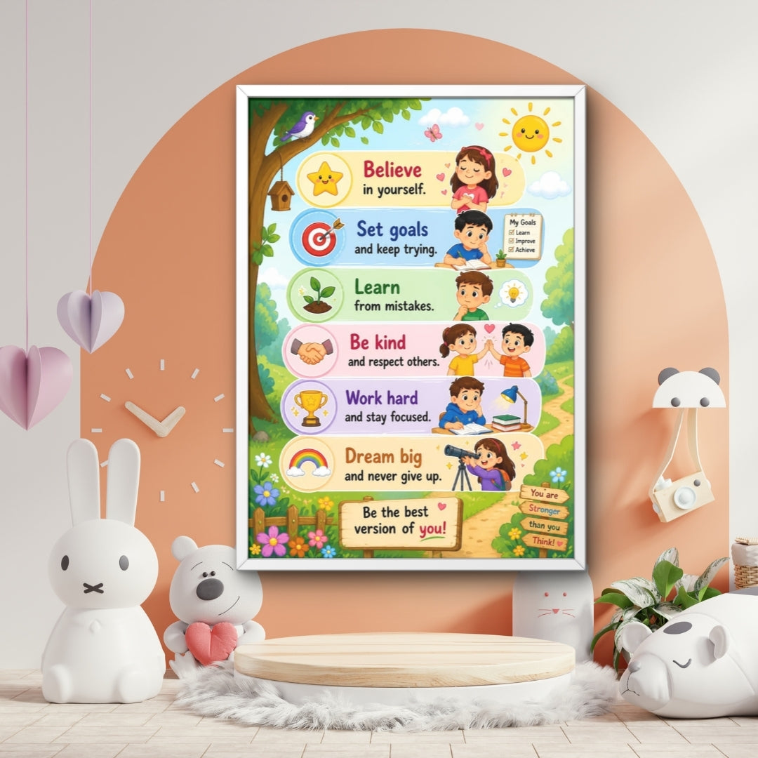 Kids Motivational Wall Art Framed Poster