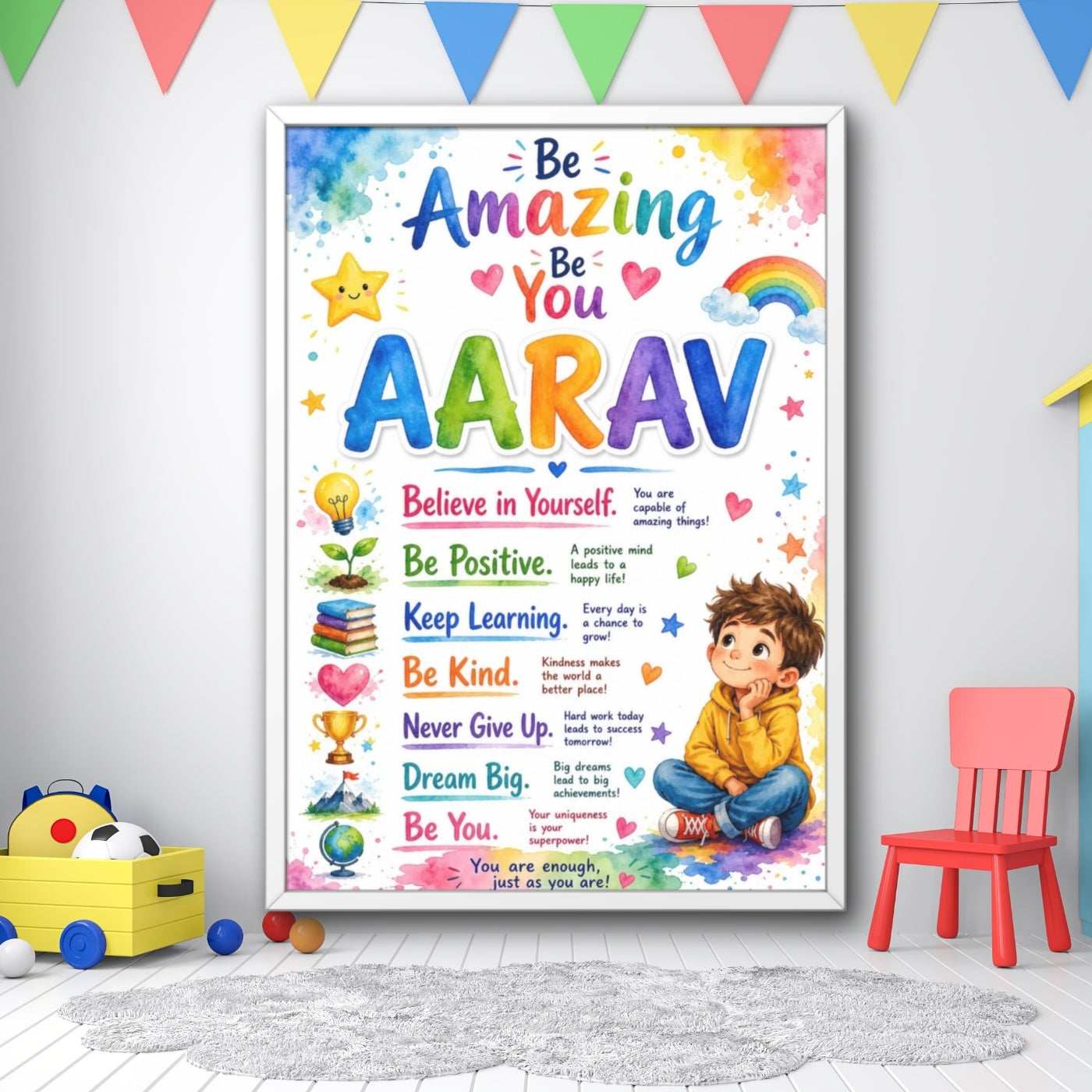 Kids Personalized Motivational Name Wall Art
