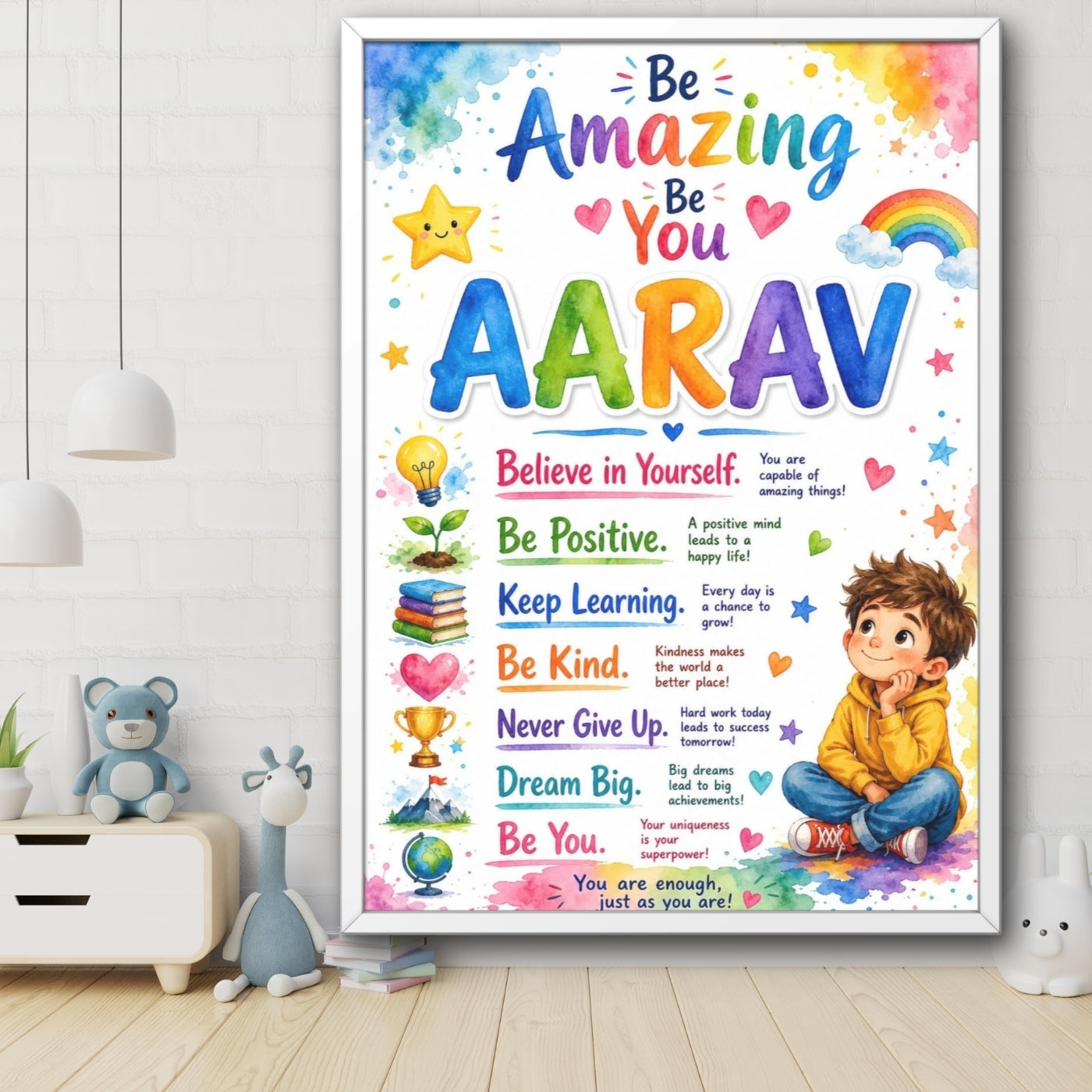 Kids Personalized Motivational Name Wall Art