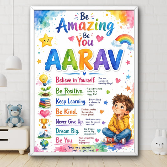 Kids Personalized Motivational Name Wall Art