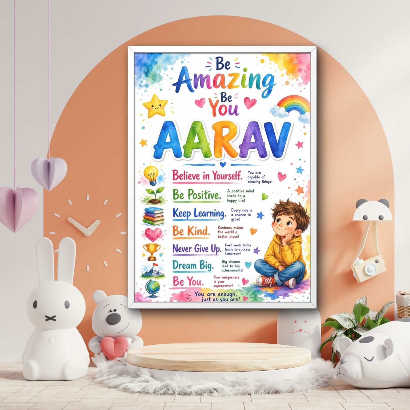 Kids Personalized Motivational Name Wall Art