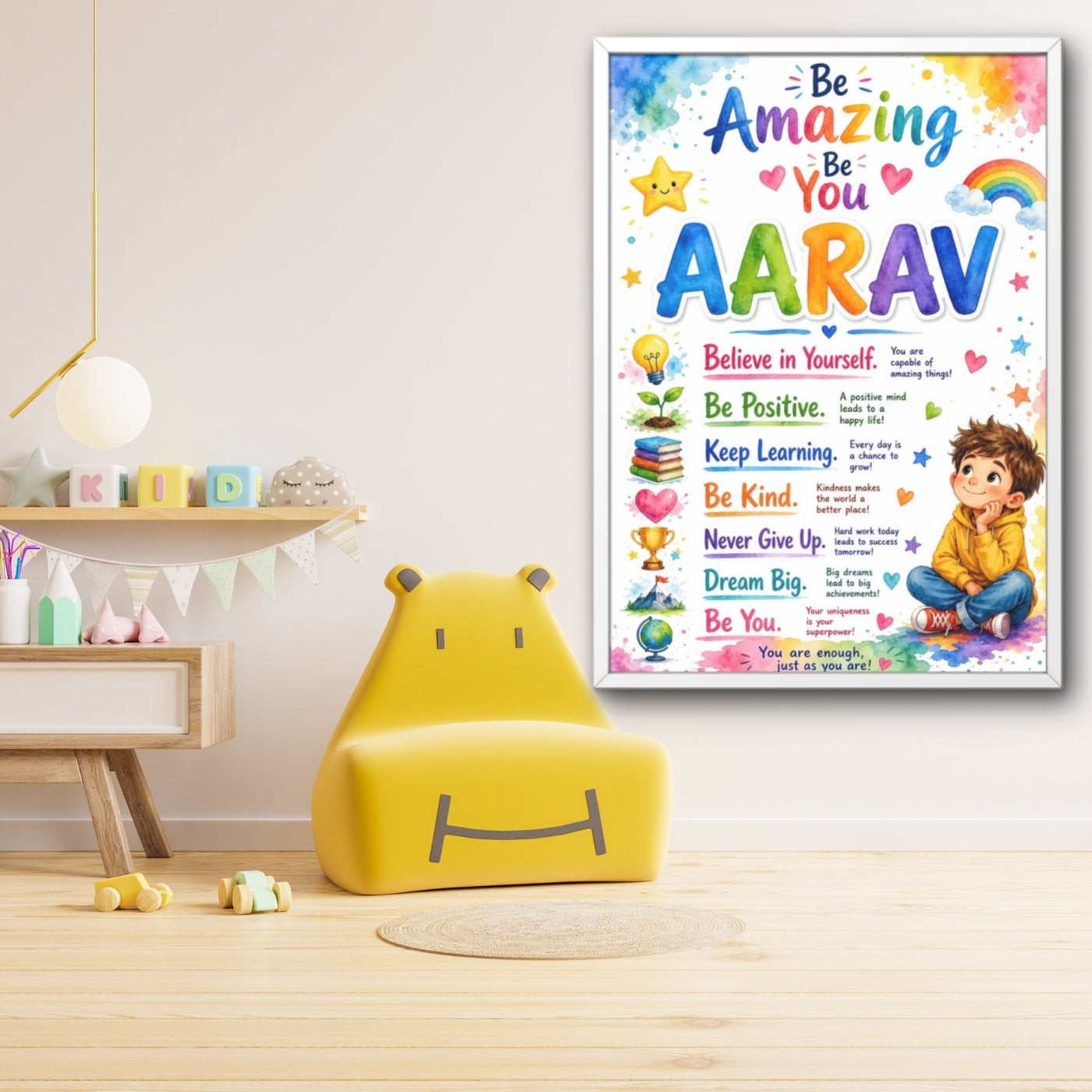 Kids Personalized Motivational Name Wall Art