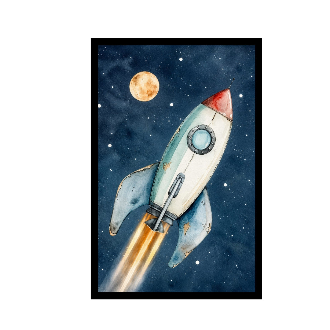Space Theme Kids Wall Art Set of 3 Framed Prints