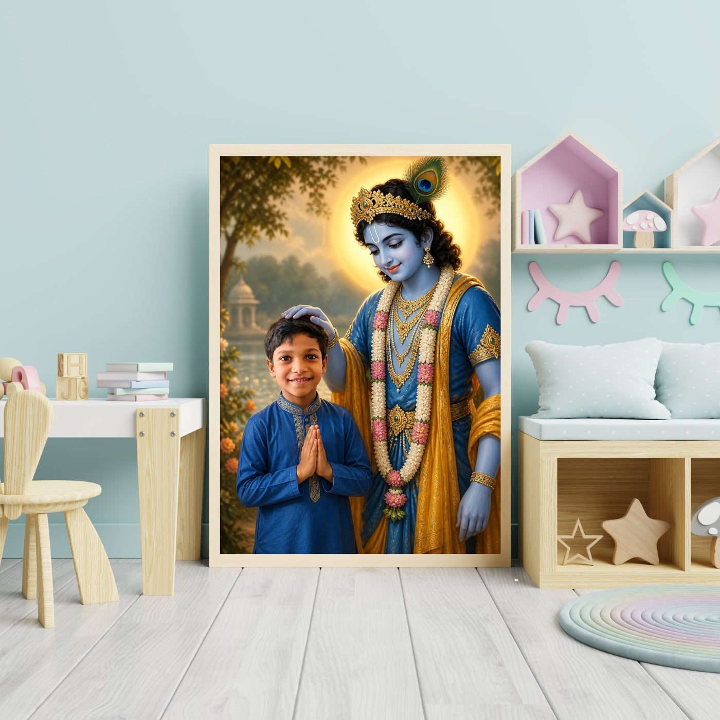 Personalized Krishna Blessing Framed Wall Art
