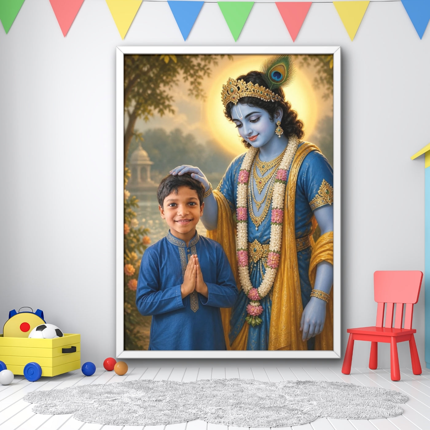 Personalized Krishna Blessing Framed Wall Art