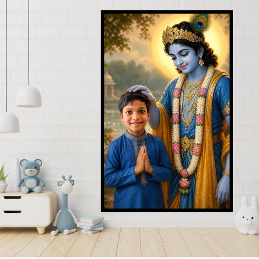 Personalized Krishna Blessing Framed Wall Art