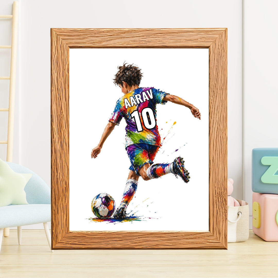 Personalized Football Boy Wall Art (Framed )