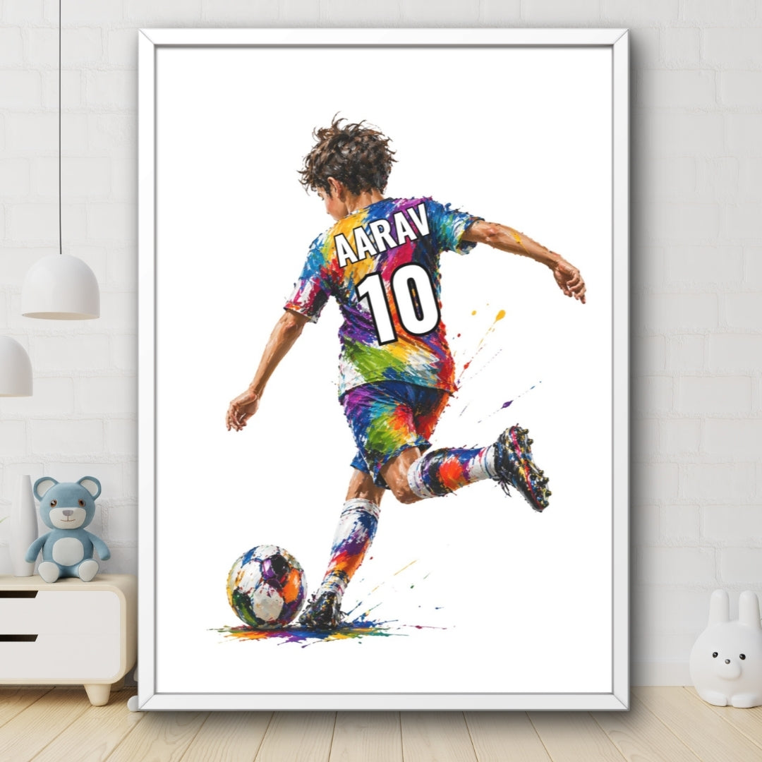 Personalized Football Boy Wall Art (Framed )