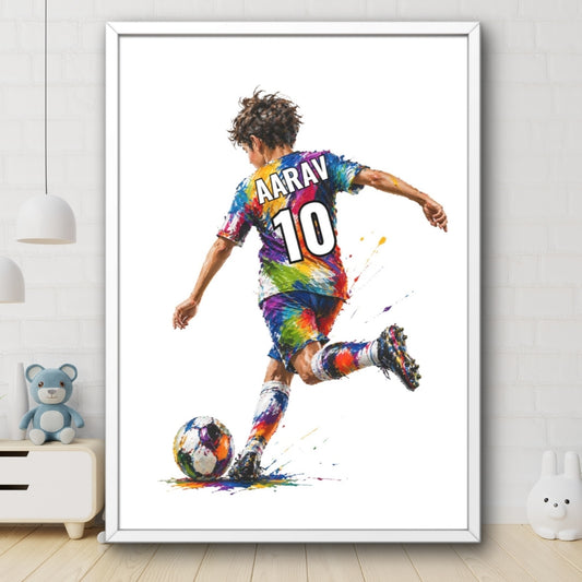 Personalized Football Boy Wall Art (Framed )