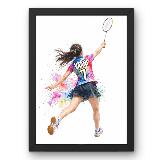 Personalized Badminton Player Wall Art | Custom Name & Number Poster