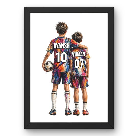 Football Player 2 Brothers Personalized Wall Art