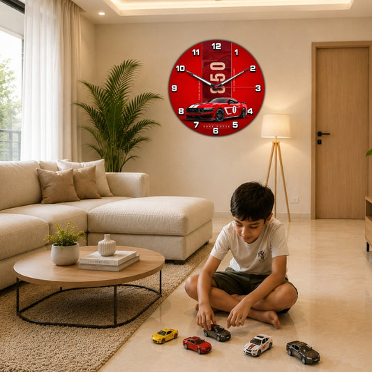 Sports Car Theme Wall Clock for Kids Room