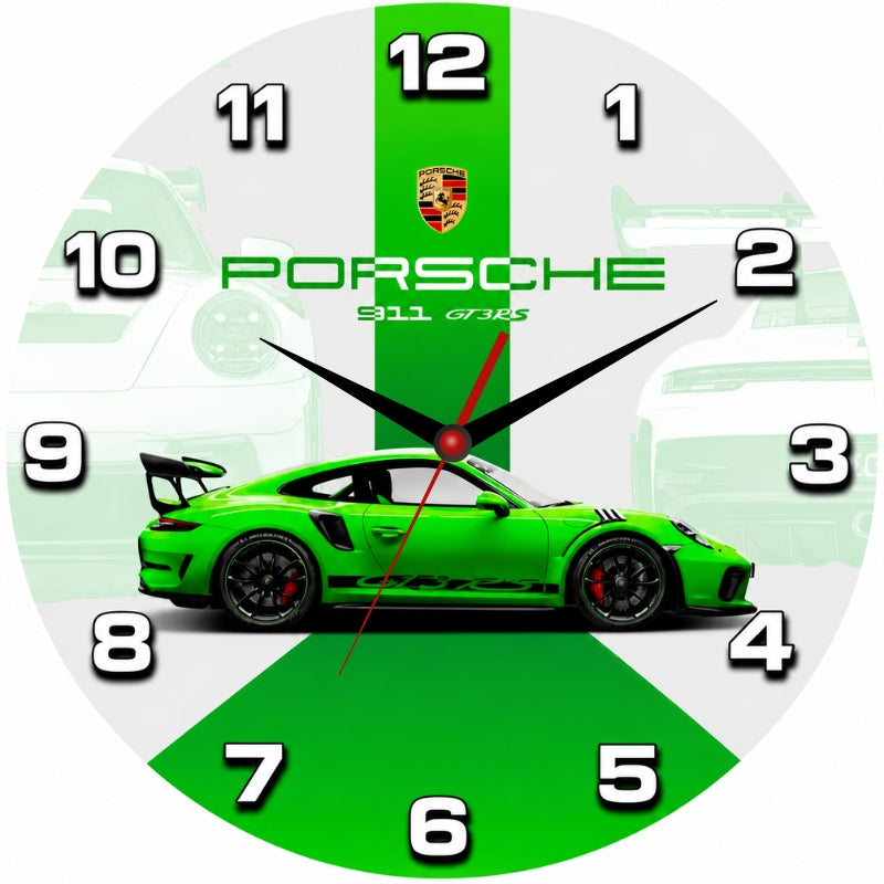 Green Sports Car Wall Clock for Kids and Car Lovers