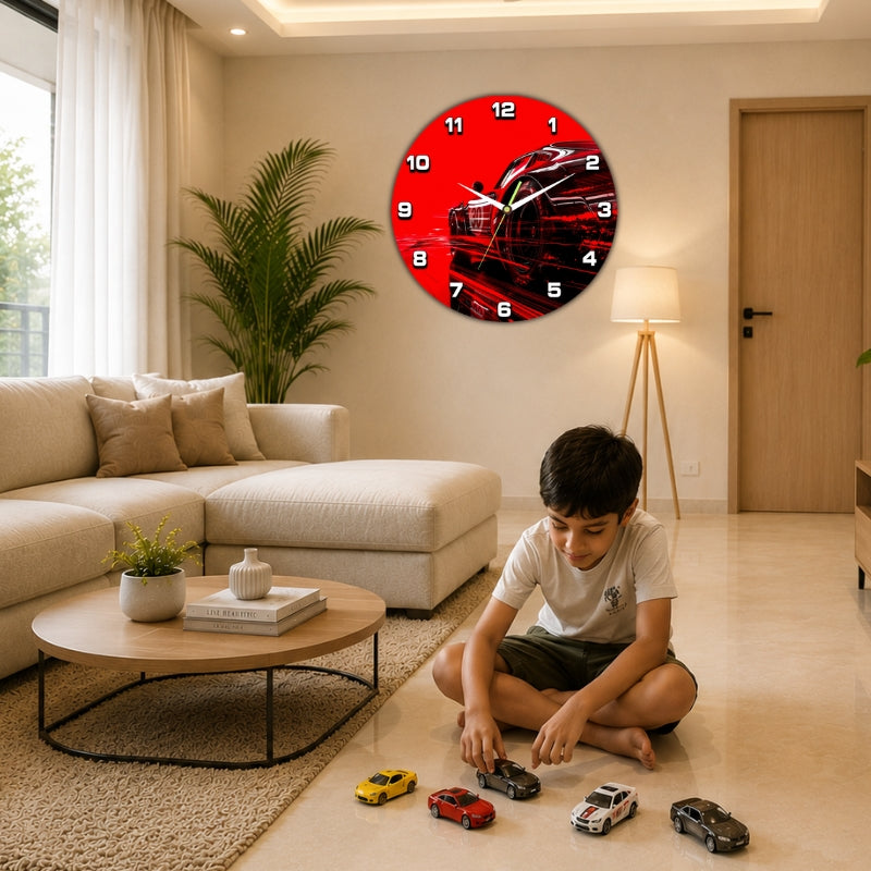 Racing Car Wall Clock Framed Wall Art