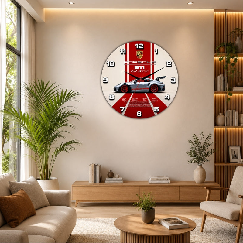 Porsche Inspired Sports Car Wall Clock