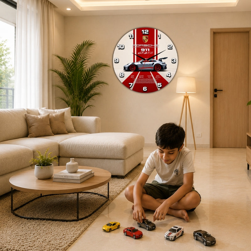 Porsche Inspired Sports Car Wall Clock