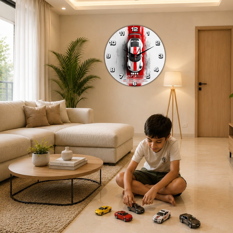 Sports Car Racing Wall Clock for Kids Room