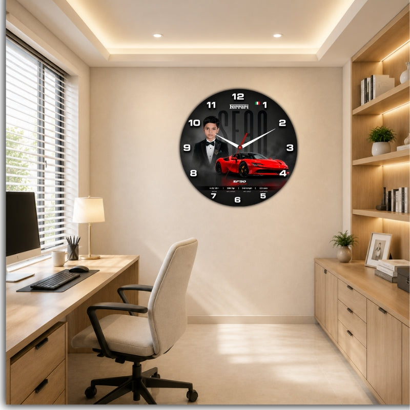 Personalized Supercar Kids Wall Clock