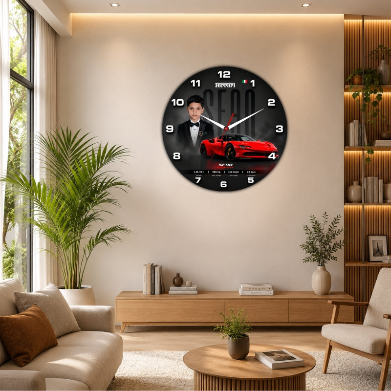 Personalized Supercar Kids Wall Clock