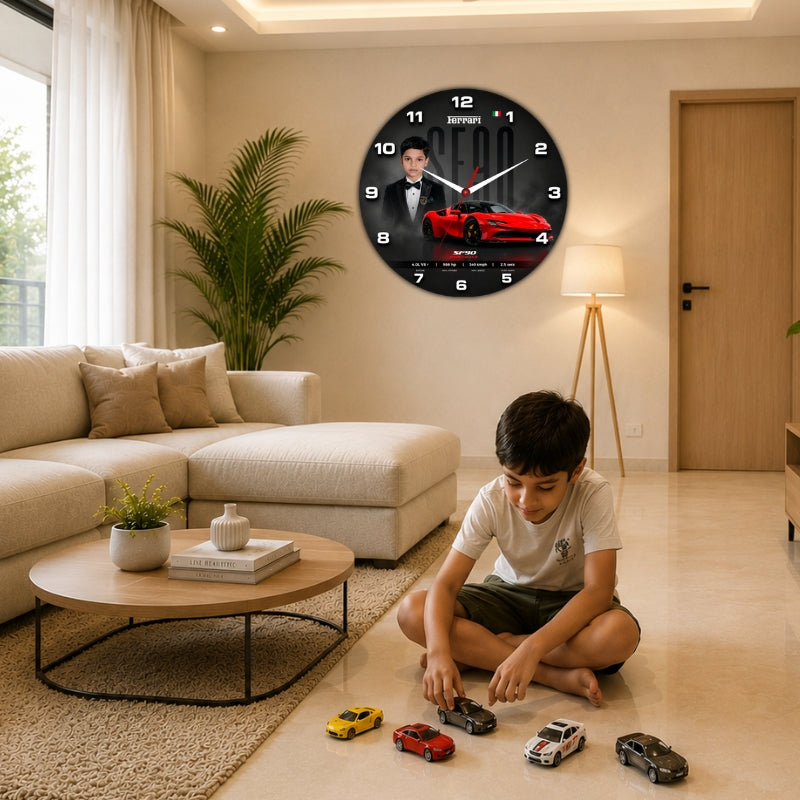 Personalized Supercar Kids Wall Clock